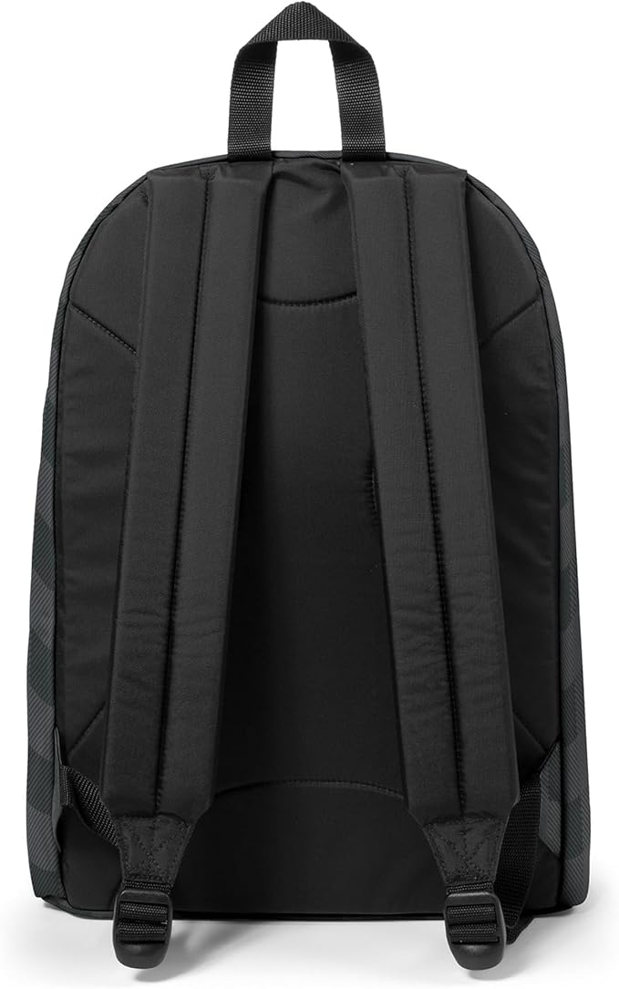 EASTPAK Out Of Office – 31L Backpack with Dual Compartments, 16” Laptop Sleeve, Security Pocket, Bottle Holder & Air Mesh Straps, Checker Dark Grey