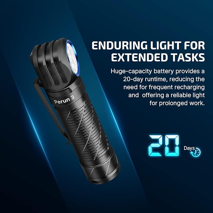 OLIGHT Perun 3 Rechargeable Headlamp Flashlight, 3000 Lumens LED Headlight with Red Light, Waterproof Head Lamp with Headband for Outdoor Camping, Hiking, Working(Black)