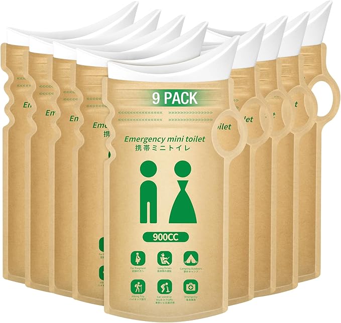 Disposable Urine Bags for Travel, 900ML Portable Solutions for Expedited Travel & Exigency Scenarios,Camping, Traffic Jams, Pregnant, Patient, Kids (Multi-Pack 4/9/12/27) (9 Pack)