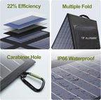 ALLPOWERS 60W Portable Solar Panel Monocrystalline Solar Charger, Durable Power Backup for Power Station RV Camping Fishing Off-Grid Home Use(SP026 (60W)