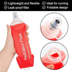 WILDREEDS 500ml Soft Flask, TPU Collapsible Soft Water Bottle for Hydration Pack, Running Vest, Folding Water Bottle for Hiking Cycling Climbing-1Pcs, Red