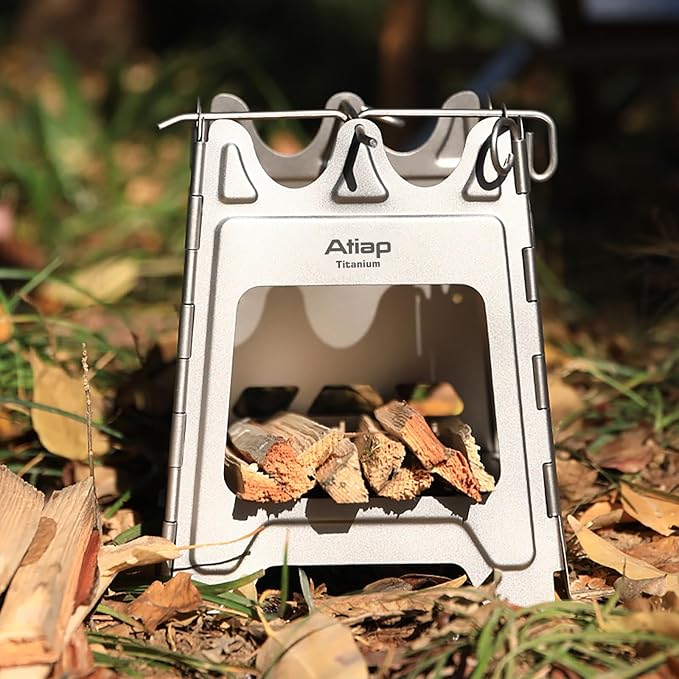 Titanium Wood Stove New Upgrade - Foldable Multi-Fuel Alcohol Stove Ultra-light and compact stove, quicker to install, no splicing required, suitable for backpacking, camping and survival