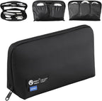 RIGHT AWAY Travel Tech Pouch，Waterproof Cord Case，Electronics Organizer Travel Case，Cable Organizer Storage Bag For Phone, Charger, Accessories(BLACK)