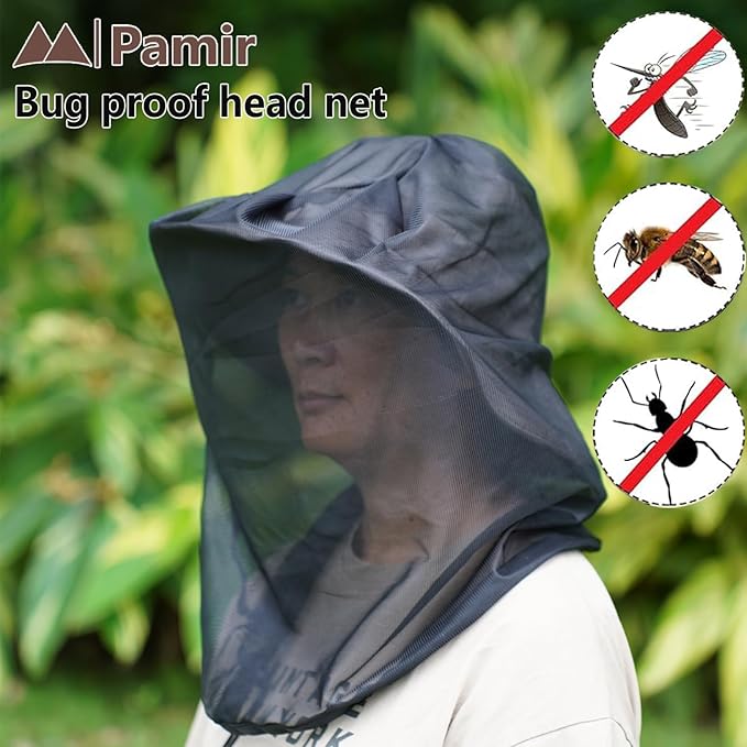 4pack Mosquito Head Net Mesh, Bug Net for Head, Hats with Netting for Men Women,Insect Shield Face Mask Cover for Camping, Hiking, Fishing, Gardening