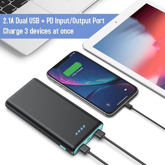 Portable Charger Power Bank 25,800mAh,5V/3A USB C in&Out Fast Phone Charging with Intelligent Smart IC,3 USB Port External Cell Phone Battery Pack Compatible with iPhone 16 15 14,GalaxyAndroid-Green