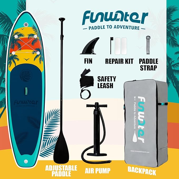 FunWater Stand Up Paddle Board Ultra-Light Inflatable Paddleboard with SUP Accessories for Adults & Youth of All Skill Levels