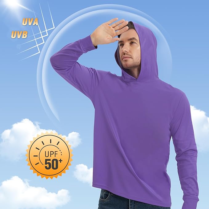 ProtectX High Visibility Sun Protection Lightweight Long Sleeve Hoodie, UPF 50+ Quick-Dry, SPF UV Shirt, Active Wear