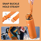 Enerbone 32 oz Insulated Water Bottle, Stainless Steel Bottle with Carrying Strap, Double-Wall Vacuum Insulation Design, Leakproof Sports Bottle with Straw, Keep Drinks Cold or Hot for Hours