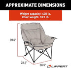 Lippert Big Bear Padded Camping Chair with 400-lb. Weight Capacity, Carry Bag, Durable Mesh Fabrics, High-Loft Cushioning, Dual Cupholders, Stemmed Wine Glass Holder (Sand) - 2021010667