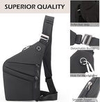 Anti Theft Crossbody Bags for Women Men, Multi-Pocket Shoulder Bag, Slim Sling Bags with 2 RFID Blocking Card
