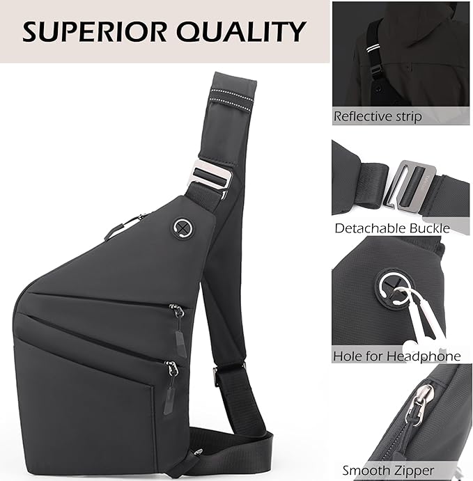 Anti Theft Crossbody Bags for Women Men, Multi-Pocket Shoulder Bag, Slim Sling Bags with 2 RFID Blocking Card