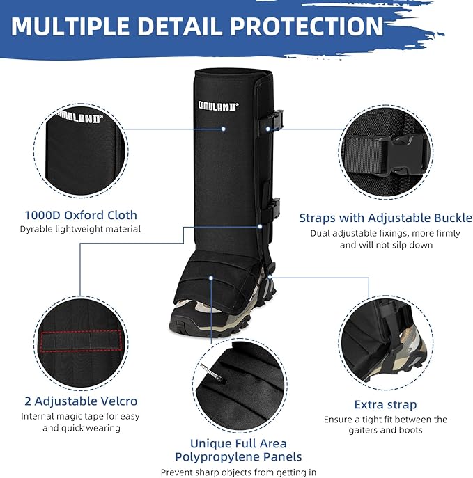 CAMULAND Snake Gaiters for Men & Women, Durable Waterproof Snake Guards for Lower Leg Protection