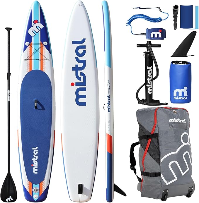 Mistral Stand Up Inflatable Paddle Board Racing & Touring Board 13'2"/ 14' Race Board, Backpack with Wheels, Durable ISUP for Youth & Adult, w/Premium SUP Accessories