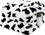 Cow Print Heated Electric Blanket Throw,50X60 Black Heating Blanket with 10 Heats Levels & 8 Hours Auto Off,Cute Cow Decor Stuff Soft Fleece Sherpa Blankets Warmer Gifts for Women Washable,ETL