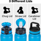 Oldley Insulated Water Bottle 20oz Water Bottles with Straw, Stainless Steel Water Bottle with 3 Lids, Double Wall Vacuum Bottles for Adult Kids, Sports Bottles for School Travel, Tropical Rainforest