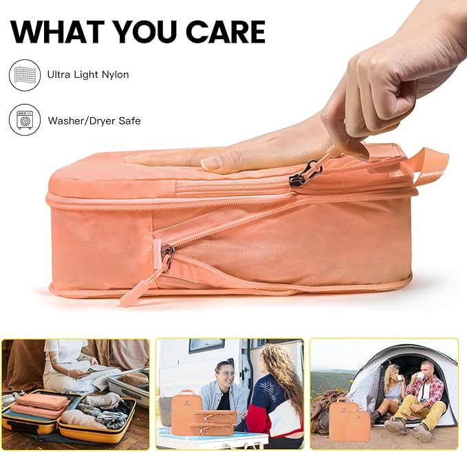 Lightweight Compression Packing Cubes for Suitcases, Compressible Expandable Travel Packing Organizer with Clear Toiletries and Backpack Bag, Travel Essentials for Carry on Luggage 7 Set