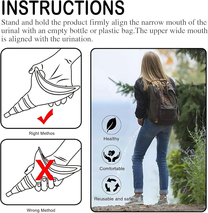 Female Urination Device, Reusable Female Urinal Silicone Women Pee Funnel Allows Women to Pee Standing Up, The Perfect Companion for Camping,Outdoor,Travel（Fuchsia）