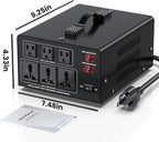 5000W Voltage Converter Transformer Step Up 110V/120V to220V/240V or Step Down 220V to 110V AC Power Converte, Circuit Breaker Protection, 3 US sockets, 3 Universal sockets, LCD Display