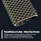 Halo RapidPack 10K DLX Power Bank | USB & USB-C Fast Charging for Multiple Devices, Smart Phones & Tablets, Synthetic Leather Wrapped, Portable Battery Charger, TSA Air Travel Approved — Black