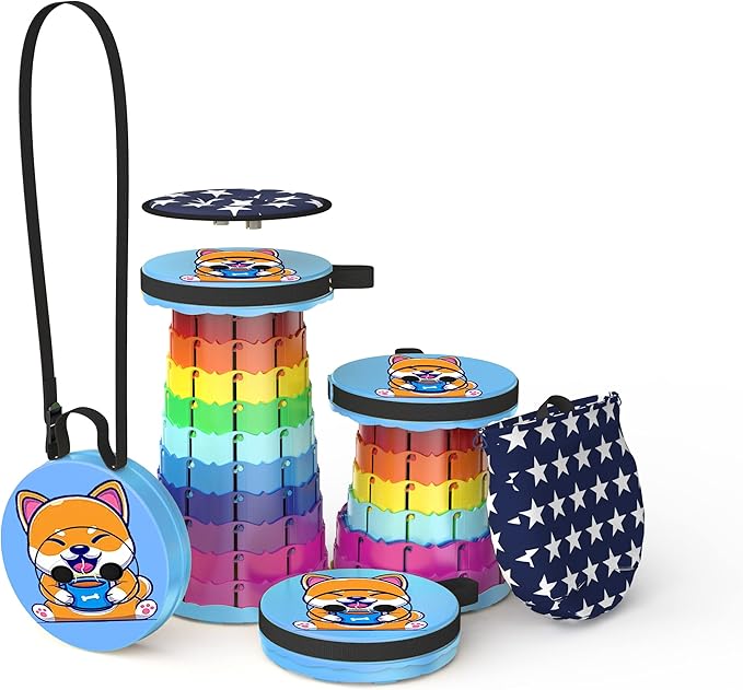 Alevmoom Folding Stool, Adjustable, Portable, Lightweight, Safety and Stability, Multi-Application