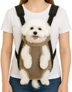 Dog Backpack Carrier, Pet Sling Front Backpack for Small Medium Dogs 10-16 Lbs, Legs Out, Adjustable Wearable Puppy Chest Travel Bag, Thick Straps & Cushion, Easy-Fit for Hiking/Walking/Camping