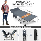 ABORON 2PK XXL Camping Cot for Adults 900LBS - 78"×32" Oversized Folding Bed with Mattress Pad, Heavy Duty 1200D Oxford Outdoor Cot with Carry Bag