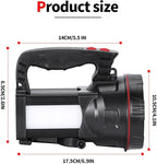 Superbright LED Handheld Searchlight Tactical Waterproof Spotlight High Power Rechargeable Flashlights with Side Light USB Power Charger (White Light)
