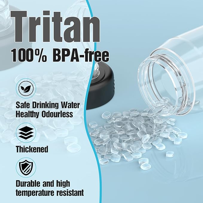 Water Bottle 32oz, clear water bottle with Spout Lid and Carry Handle, Reusable, Tritan, BPA Free, Hiking Water Bottle Suitable for Travel, Outdoors, Gym, Travel, Home, School (clear-black)