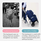 Backpack Trolley, Wheeled Cart Aluminum Alloy,Luggage Cart with 2 Large Tank Wheels,Folding Hand Truck with Luggage Straps for Bags,Lunch Backpack,Golf Bag,Teenagers,Adults,School,Travel