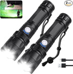 Rechargeable Flashlights 90000 High Lumens - 2 Pack, Super Bright LED Flash Light with 5 Modes, 12 Hour Brightest Waterproof Handheld Flashlight for Home, Camping