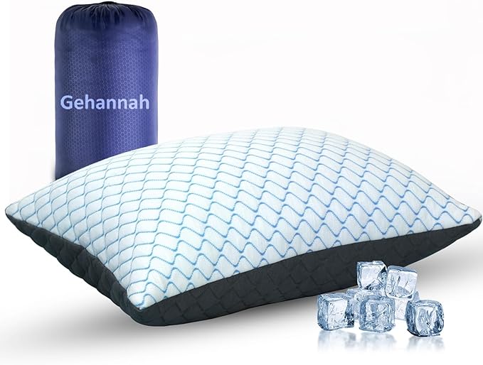 Gehannah Travel Pillow - Large 1 Pack Compressible Camping Pillow for Sleeping - Shredded Memory Foam with 1 Storage Bags - Supportive for Adults, Kids, Outdoor, Backpacking, Hiking Gear