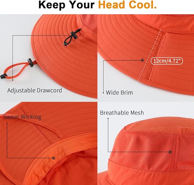 Home Prefer UPF50+ Mens Sun Hat Wide Brim Fishing Hat Foldable Large Brim UV Protection Sun Hat for Men Women Beach Gardening
