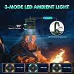 Misting Fan Portable 42800mAh Rechargeable with Remote Control, Mist Fan with 3 LED Light & Stepless Speed Control & Cooling Spray with 6L Bucket, Timer Function, Portable Handle, Rotate Hanging Hook