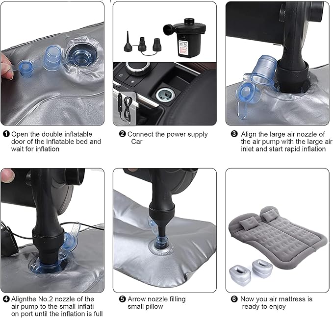 Inflatable SUV Air Mattress,Thickened Flocking Inflatable Car Camping Travel Air Mattress with 2 Pillows & Air Pump,Portable Car Sleeping Bed for SUV|MPV|Minivan