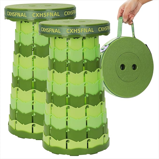 Upgraded 2 Pack Portable Collapsible Stool,Folding Camp Stool for Adults,Lightweight Sturdy 400lbs Load Capacity Retractable for Fishing Hiking Camping Gardening Hunting BBQ (Gradient Green)