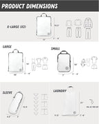 Large Compression Packing Cubes for Travel-Packing Cube Luggage Organizers 7 Piece Set for Checked Luggage-Ultralight, Expandable/Compression Bags by TRIPPED Travel Gear (White/Grey)