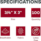 Dealmed Fabric Flexible Adhesive Bandages – 100 Count (1 Pack) Bandages with Non-Stick Pad, Latex Free, Wound Care for First Aid Kit, 3" x 3/4"