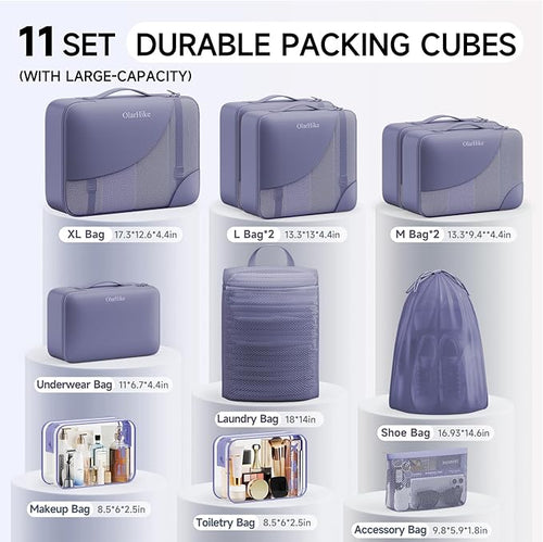 11 Set Packing Cubes for Travel, Gifts for Women Mom,Anti-Tearing Suitcase Organizer,OlarHike Vacation Essentials & Accessories for Cruise Ship