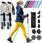 Walking Sticks for Men & Women - 14.5" Foldable Hiking Poles for Backpacking, Exercising and Traveling, Set of 2 Aluminum Nordic Collapsible Trekking Poles
