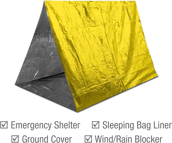 Swiss Safe 10 Pack Mylar Emergency Blankets for Survival - Compact & Insulated for Cold Weather - Designed for NASA, Outdoor, Running, Camping, Survival, First Aid Car Kit - Gold, 10 Pack