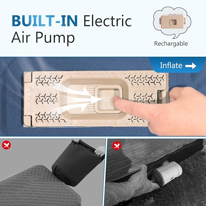 Self Inflating Sleeping Pad with Electric Pump, 4" Ultra-Thick Memory Foam Camping Pad with Pillow, 9.5 R-Value Insulated Camping Mattress, Navy Blue