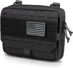 WYNEX Tactical Admin Pouch With Tri-Fold Open Design, MOLLE Tool Pouch, First Aid Pouch, EDC Utility Pouches, Tools Bag Attachment Organizer - Includes U.S.A Flag Patch