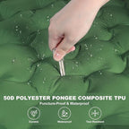 Camping Sleeping Pad with Pillow: Extra Thick 4.7 Inch Ultralight Self Inflating Air Mat, Connectable 50D Insulated Sleep Mattress for Backpacking, Camp, Hiking, Tent (Olive Green)