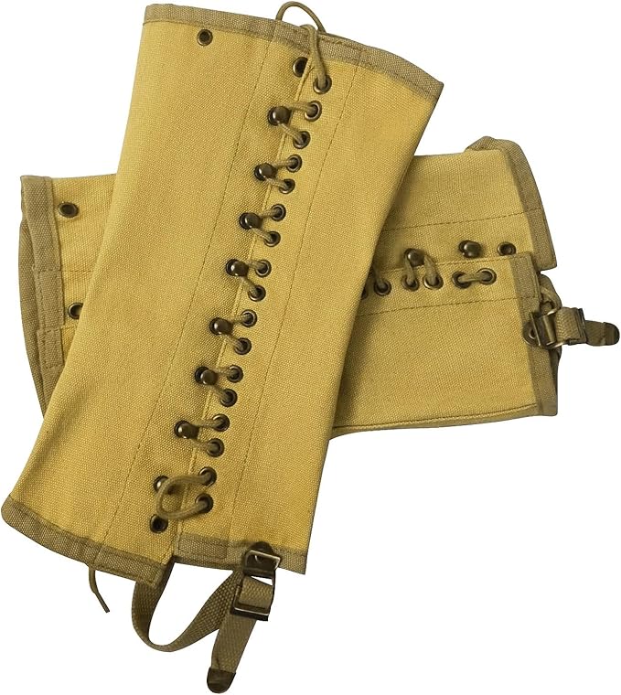 SMONT Canvas Leg Gaiters for Men WWII Reproduction M1936 Hiking Army Khaki Canvas Gaiters Puttee Protection for Legs, 3R