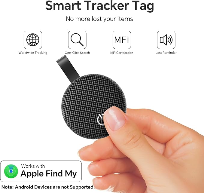Air Tracker Tags-2 Pack, Bluetooth Tracker Works with Apple Find My (iOS Only), Smart Tag with Keychain, Item Finder for Luggage/Key/Suitcase/Pets/Wallet, Replaceable Battery (Dark Gray)