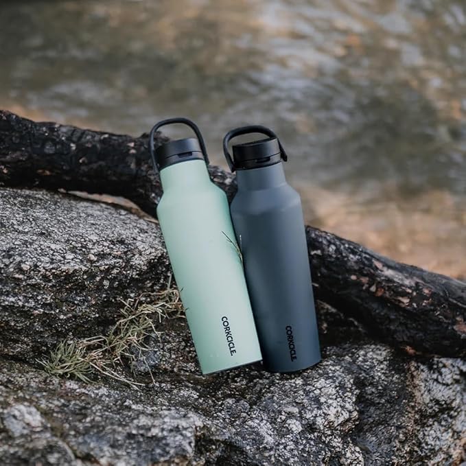 Corkcicle Classic Sport Canteen - Insulated Stainless Steel Water Bottle - Compact & Travel-Friendly - Durable - Dishwasher Safe - BPA Free - Non-Slip Silicone Base - 20 oz - Sage Mist