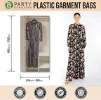 PARTY BARGAINS 60 x 24 Inch Disposable Clear Garment Bags, 100 Pack – Heavy-Duty Plastic Clothes Covers for Suits Dresses Coats, Closet & Travel