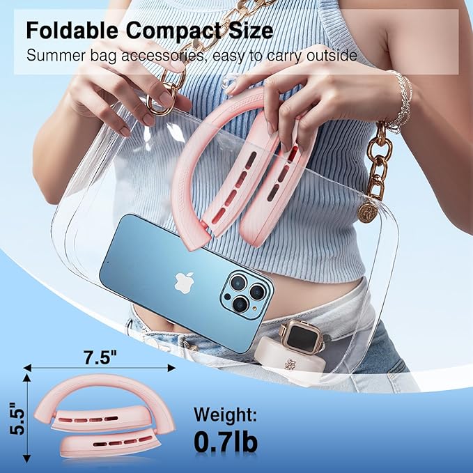 ChillGo Portable Neck Fan - 8400 RPM Enlarged Turbo Airflow - 5200mAh Personal Rechargeable Cooling Wearable Fan - Max 16H, 4 Speeds, Foldable, LED Display - Great Gifts for Men Women - 2nd Gen Pink