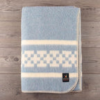 Inca Wall - Thick Alpaca Wool Blanket Heavyweight Camping Outdoors Indoors Soft Peru Queen Size New Ethnic Design (Soft Blue/Ivory, Queen Size)