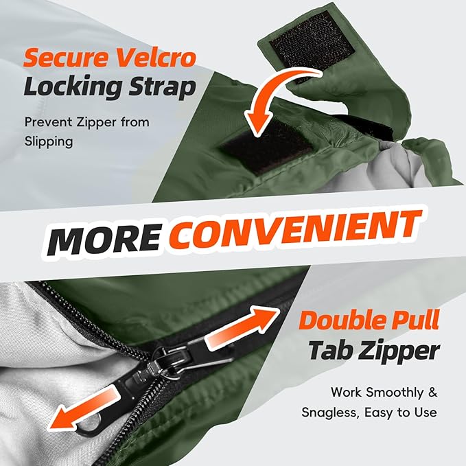 MEREZA Sleeping Bags XL for Adults Cold Weather Mens Large Wide Sleeping Bag for Big and Tall Girls Boys with Compression Sack for Camping Backpacking Warm & Cool Weather